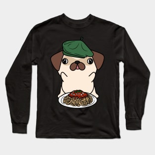 Dog eating Spaghetti - Pug Long Sleeve T-Shirt